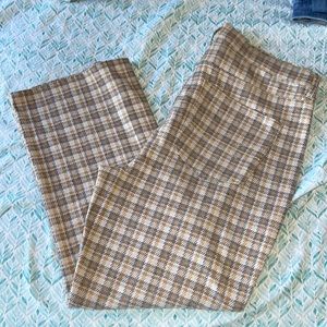 Women’s American Eagle Cream, Tan and Gray Plaid Flare Pants